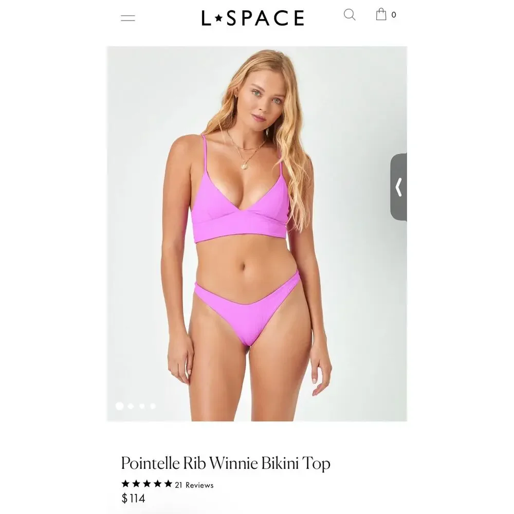 NWT! L*Space Pointelle Rib Winnie Bikini Top - Size Small